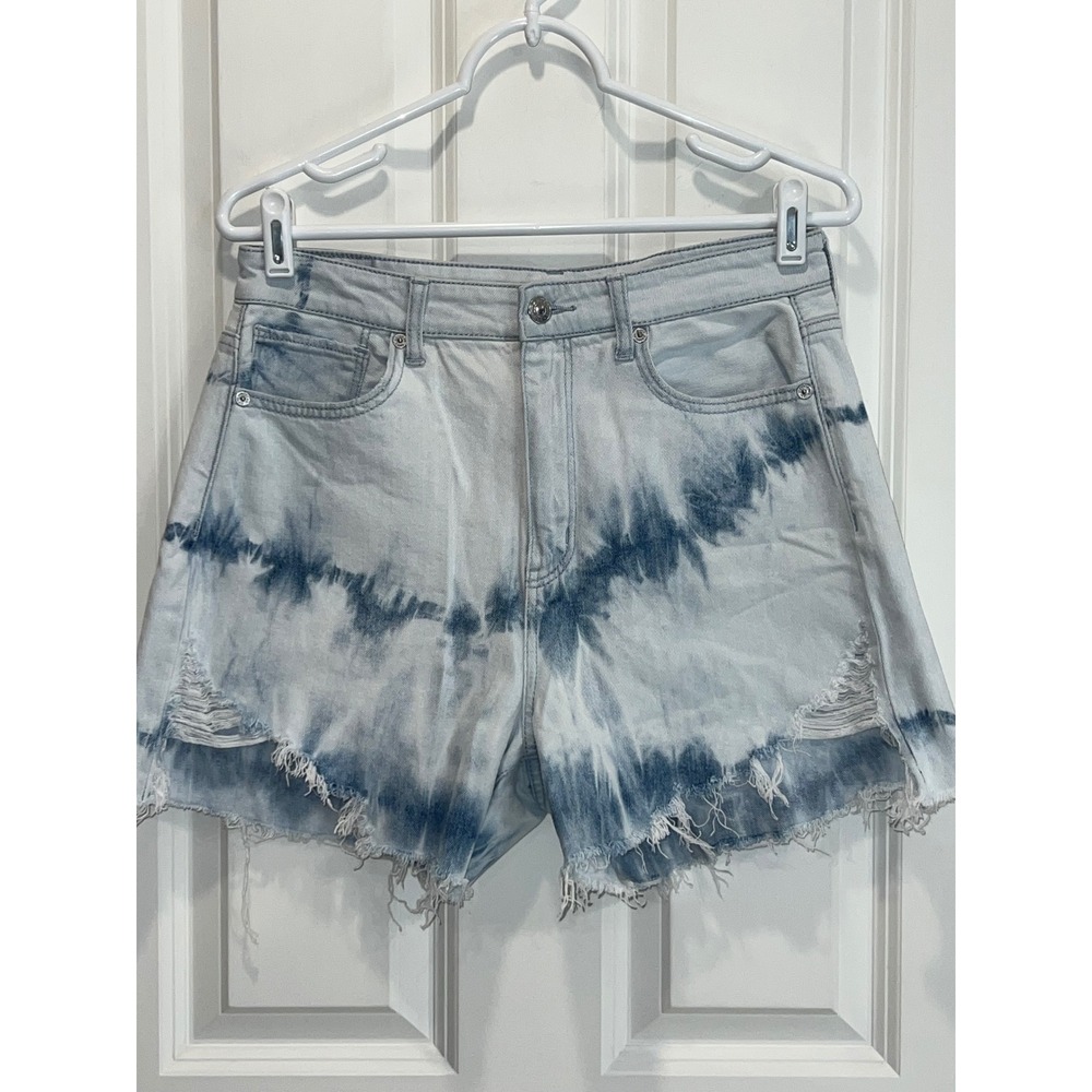 American Eagle Outfitters Tie-Dye Light Blue and Navy Jean Shorts